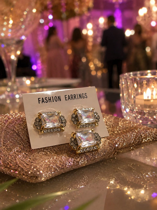 Elegant Crystal Statement Earrings and Ring Set.