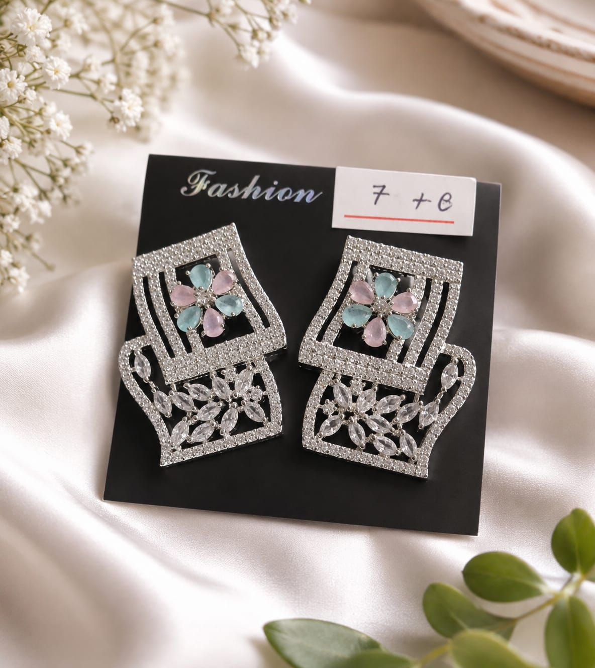 Premium Floral Crystal Statement Earrings