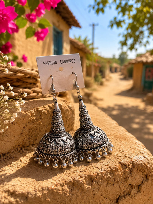 Antique Oxidized Jhumka Earrings